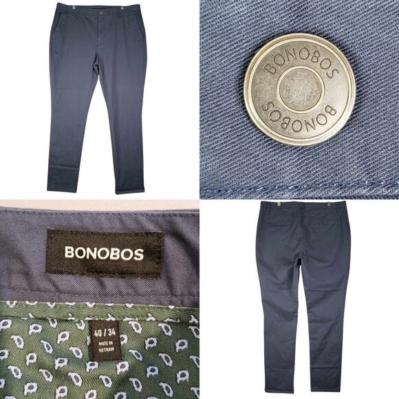 Bonobos Chino Pants Men’s 40x34 Tall Blue Skinny Fit Stretch 40 Cotton - Picture 1 of 9